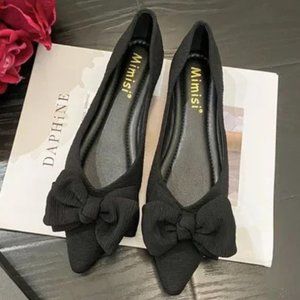 flat shoes soft leather soft bottom beanie bow